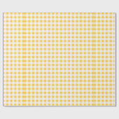 Geel wit Gingham Pattern, Uw Monogram Cadeaupapier (Vlak)