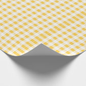 Geel wit Gingham Pattern, Uw Monogram Cadeaupapier (Hoek)
