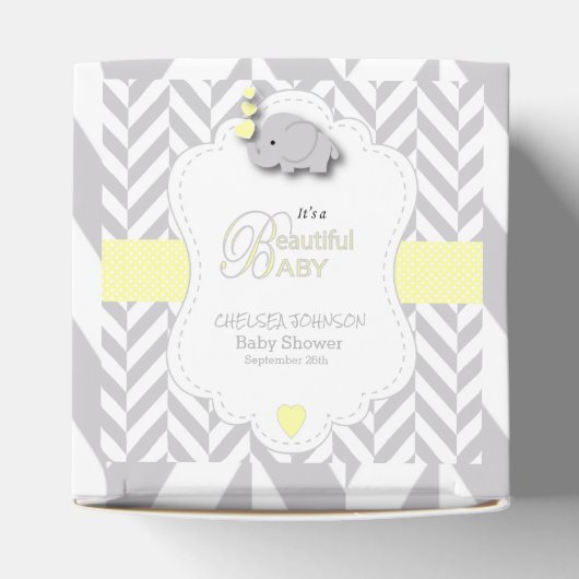 Geel, wit grijs Baby shower Bedankdoosjes (Bovenkant)