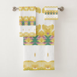 Geel Wit Groen en Roze Patroon Bad Handdoek