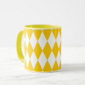 Geel Wit Harlequin Diamonds Checkers Ontwerp Mok (Voorkant links)