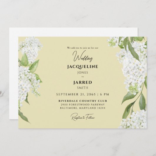 Geel wit Hydrangeas bruiloft Kaart (Voorkant / Achterkant)
