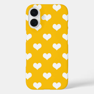 Geel Wit Liefde Hart Patroon Ontwerp iPhone 16 Hoesje