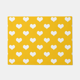 Geel Wit Liefde Hart Patroon Ontwerp Deurmat