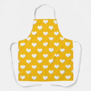Geel Wit Liefde Hart Patroon Ontwerp Schort