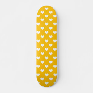 Geel Wit Liefde Hart Patroon Ontwerp Skateboard