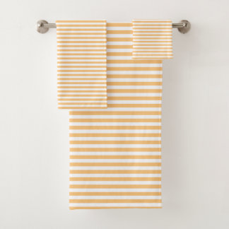 Geel & Wit Minimalistisch Gestreept Handdoeken Set
