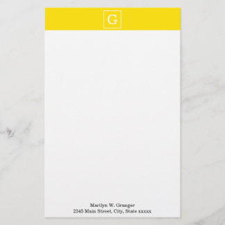 Geel wit omgevormd Initiaal monogram Briefpapier