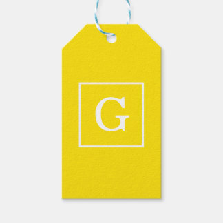 Geel wit omgevormd Initiaal monogram Cadeaulabel