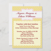 Geel & Wit Polka Dots Bruiloft Uitnodiging (Voorkant)