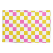 Geel Wit Roze Geruit Ontwerp Kussensloop (Achterkant)