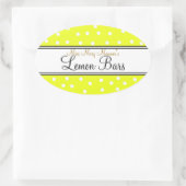 Geel & Wit Stippen-Zakelijk Voedseletiket Ovale Sticker (Tas)