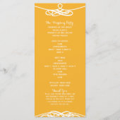 Geel & Wit Vintage Elegant Trouwprogramma Programma (Achterkant)