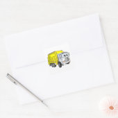 Geel Wit Vuilniswagen Cartoon Vierkante Sticker (Envelop)