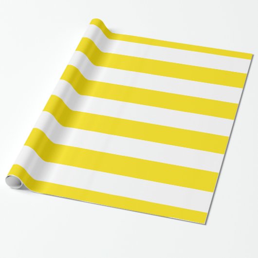 Geel, wit XL Stripes Patroon Cadeaupapier (Uitgerold)