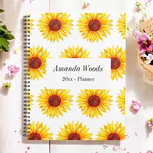 Geel Wit Zonnebloem Bloempatroon Planner
