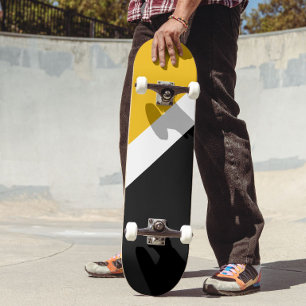 Geel Wit Zwart Kleur Block Style Design Skateboard