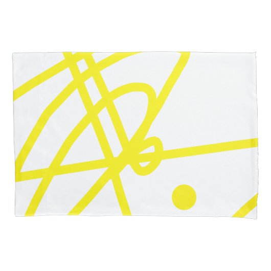 Geel Witte Abstracte Kunst Minimalisme Kussensloop (Voorkant)