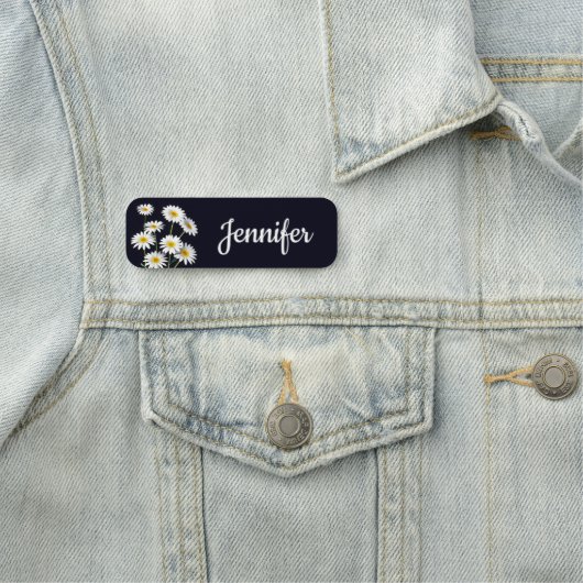 Geel & Witte Daisies op Zwart Naamplaatje (In situ)