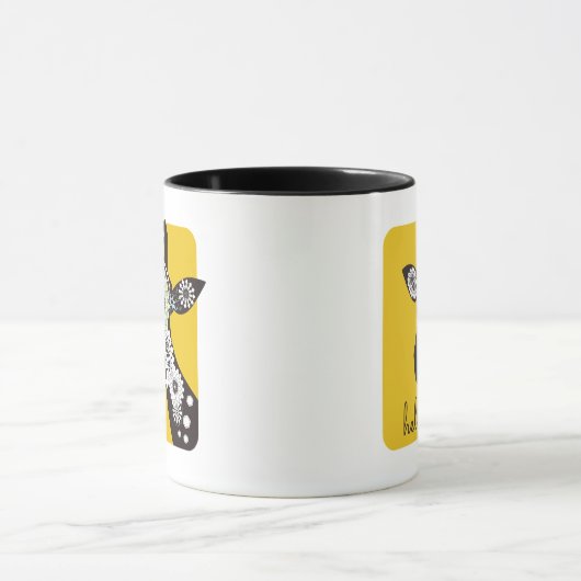 Geel witte en zwarte Funky Cool Paisley Giraffe Mok (Midden)