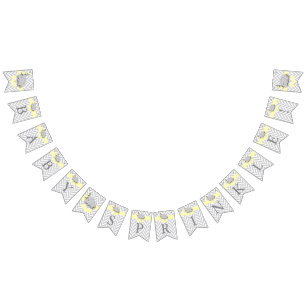 Geel, witte grijze olifant Baby Sprinkle Vlaggetjes