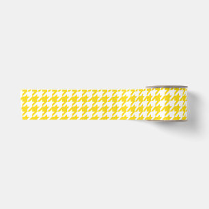 Geel Witte Houndstooth Gekruist Geruit Lint