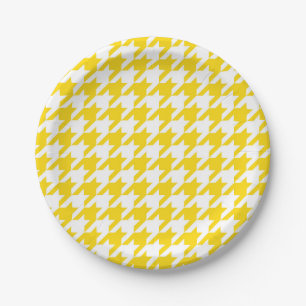Geel Witte Houndstooth Rutcontrole Papieren Bordje