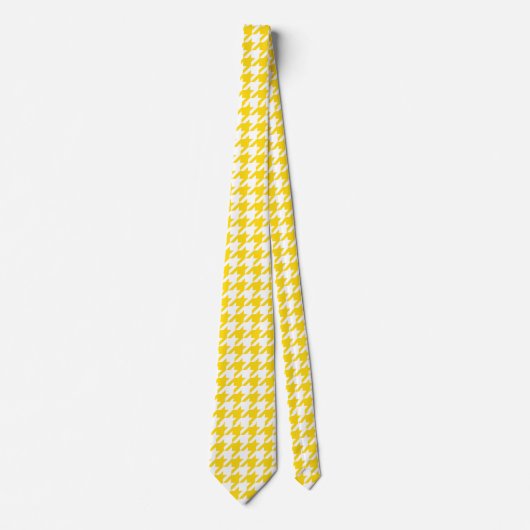 Geel Witte Houndstooth Rutcontrole Stropdas (Voorkant)