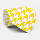 Geel Witte Houndstooth Rutcontrole Stropdas (Opgerold)
