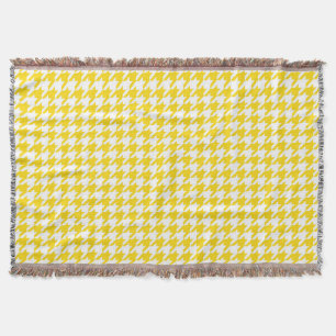Geel Witte Houndstooth Rutpatroon Deken