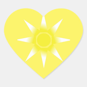 Geel-witte Magic Sun-product Hart Sticker