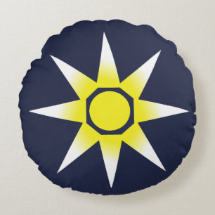 Geel-witte Magic Sun-product Rond Kussen