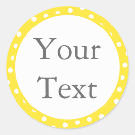 Geel & Witte Polka Dot Stickers w / Aangepaste tek