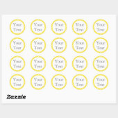 Geel & Witte Polka Dot Stickers w / Aangepaste tek (Vel)