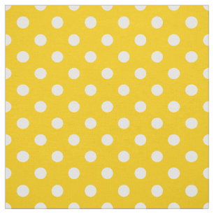 Geel Witte Polka Dots Textiel Stof