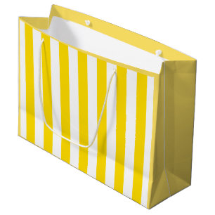 Geel Witte Striped Moderne Elegant Sjabloon Groot Cadeauzakje