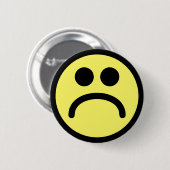 Geel zadelijk gezicht ronde button 5,7 cm (Voorkant /achterkant)