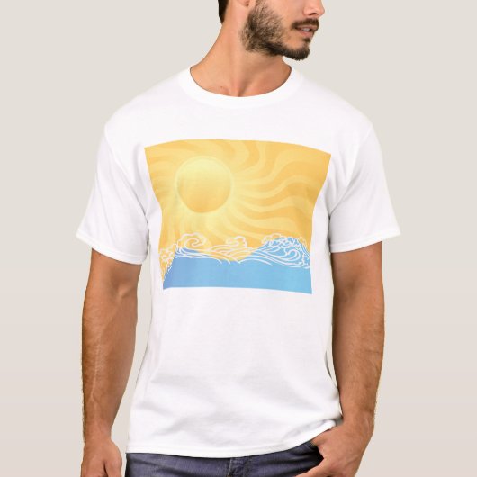 Geel zand en oceaan t-shirt (Voorkant)