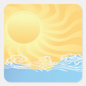 Geel zand en oceaan vierkante sticker (Voorkant)