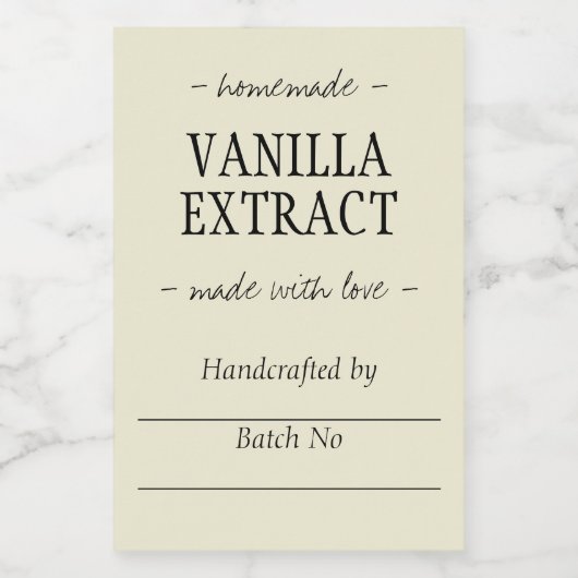 Geel zelfgemaakt handgemaakt vanille-extract voedselcontainer etiket (Enkel label)