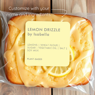 Geel Zelfgemaakte cake product ingrediëntenlabel Vierkante Sticker