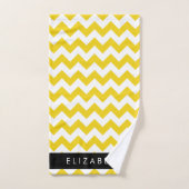 Geel zigzag, Geel Chevron, Jouw naam Bad Handdoek (Handdoek)