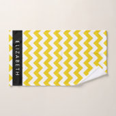 Geel zigzag, Geel Chevron, Jouw naam Bad Handdoek (Handdoek)