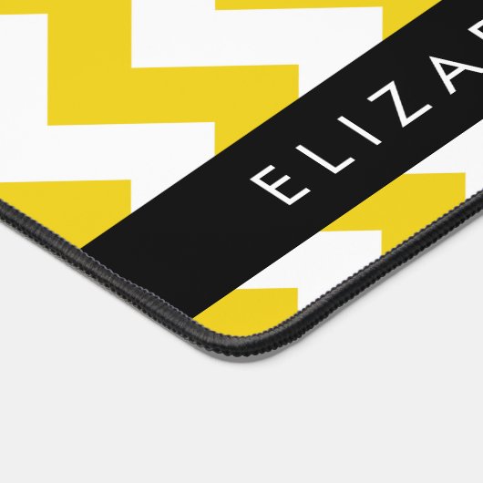 Geel zigzag, Geel Chevron, Jouw naam Bureaumat (Hoek)