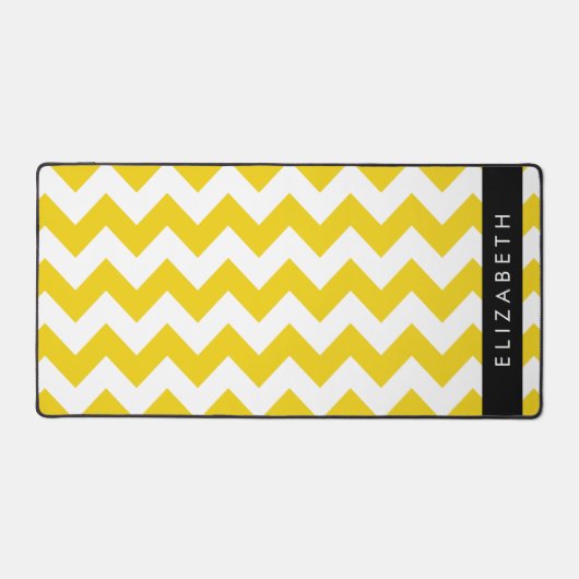 Geel zigzag, Geel Chevron, Jouw naam Bureaumat (Voorkant)