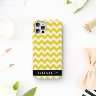 Geel zigzag, Geel Chevron, Jouw naam iPhone 12 Pro Hoesje