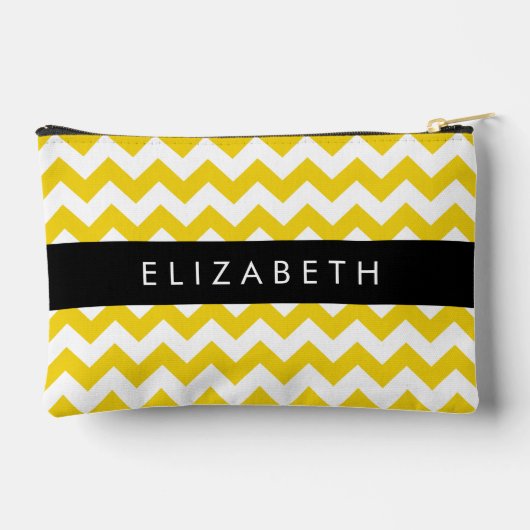 Geel zigzag, Geel Chevron, Jouw naam Etui (Achterkant)