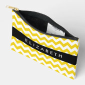 Geel zigzag, Geel Chevron, Jouw naam Etui (Open)