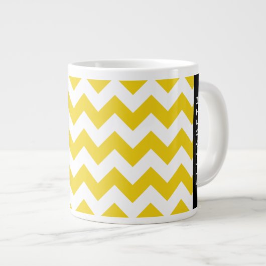 Geel zigzag, Geel Chevron, Jouw naam Extra Grote Beker (Voorkant rechts)