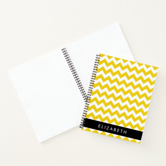 Geel zigzag, Geel Chevron, Jouw naam Notitieboek (Binnen)